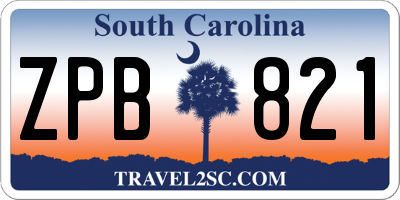 SC license plate ZPB821