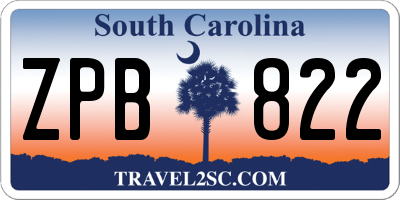 SC license plate ZPB822