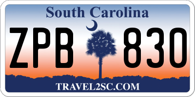 SC license plate ZPB830