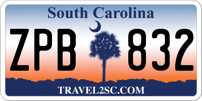 SC license plate ZPB832