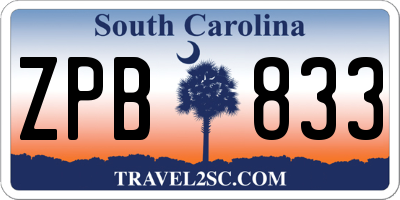 SC license plate ZPB833