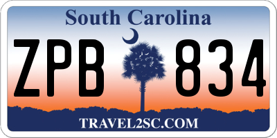 SC license plate ZPB834
