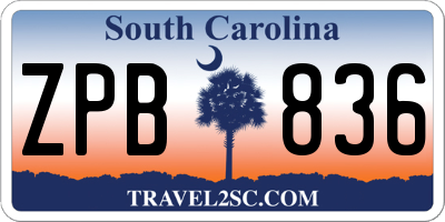 SC license plate ZPB836