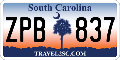 SC license plate ZPB837