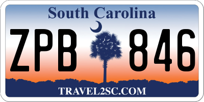 SC license plate ZPB846