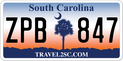 SC license plate ZPB847