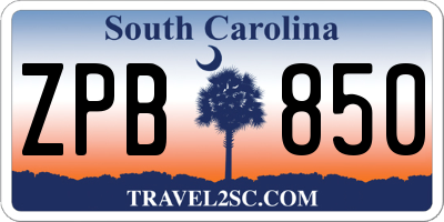 SC license plate ZPB850