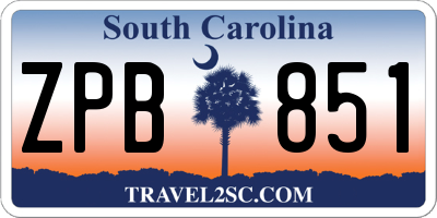 SC license plate ZPB851