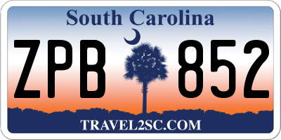 SC license plate ZPB852