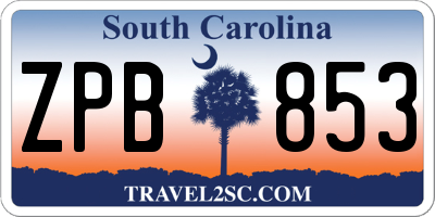 SC license plate ZPB853