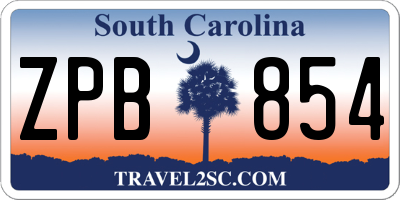 SC license plate ZPB854