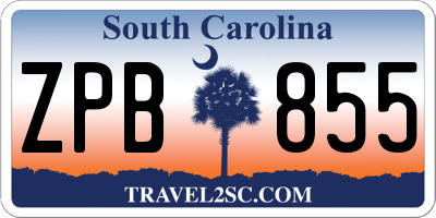 SC license plate ZPB855