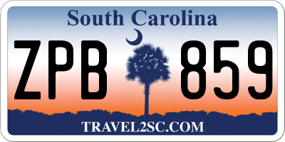 SC license plate ZPB859