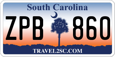SC license plate ZPB860