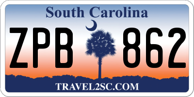 SC license plate ZPB862