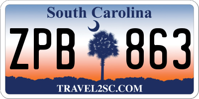 SC license plate ZPB863