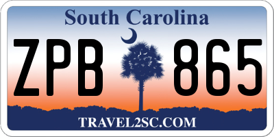 SC license plate ZPB865