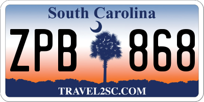SC license plate ZPB868
