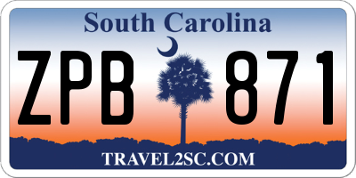 SC license plate ZPB871