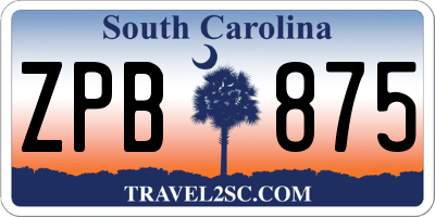 SC license plate ZPB875