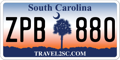 SC license plate ZPB880