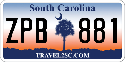 SC license plate ZPB881
