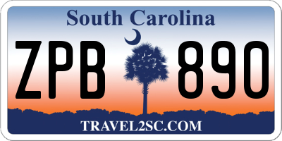 SC license plate ZPB890