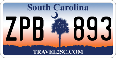 SC license plate ZPB893