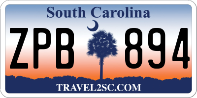 SC license plate ZPB894