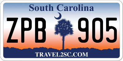 SC license plate ZPB905
