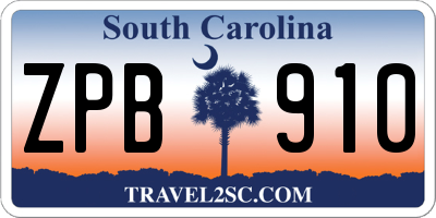 SC license plate ZPB910