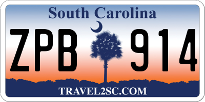 SC license plate ZPB914