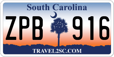 SC license plate ZPB916