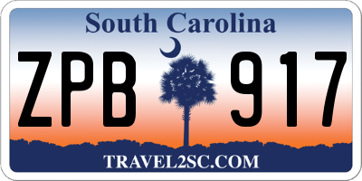 SC license plate ZPB917