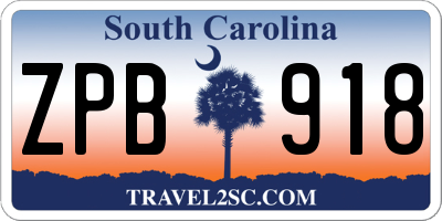 SC license plate ZPB918