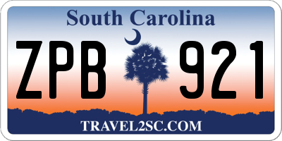 SC license plate ZPB921
