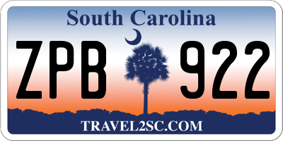 SC license plate ZPB922