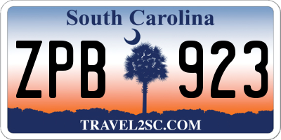 SC license plate ZPB923