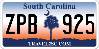 SC license plate ZPB925