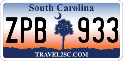 SC license plate ZPB933