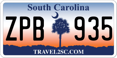SC license plate ZPB935