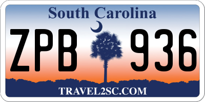 SC license plate ZPB936