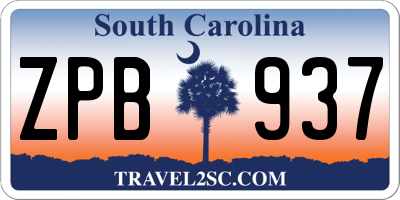 SC license plate ZPB937