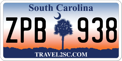 SC license plate ZPB938