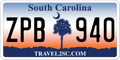 SC license plate ZPB940