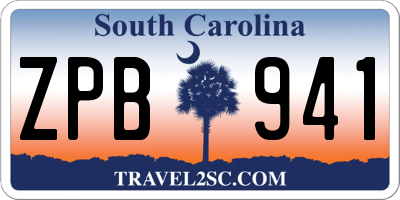 SC license plate ZPB941