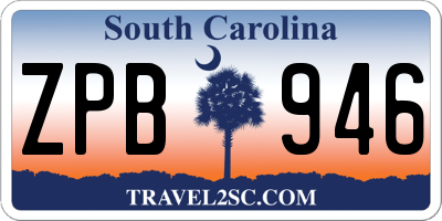 SC license plate ZPB946