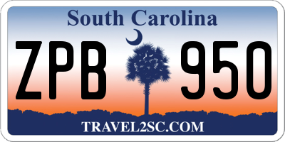 SC license plate ZPB950