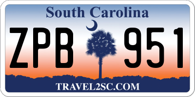 SC license plate ZPB951