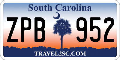 SC license plate ZPB952